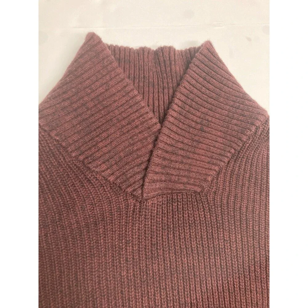 Weatherproof Men's Cotton Ribbed Knit Mock Neck Pullover Sweater Burgundy L